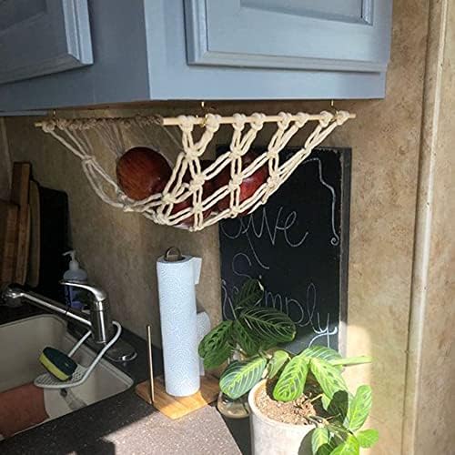 Uposao Fruit Vegetable Hammock for Kitchen Bohemian Hanging Kitchen Produce Storage Fruit Hammock Under Cabinet