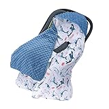 Baby Einschlagdecke für Babyschale Kuscheldecke 90x90cm 100% Baumwolle Baby Decke für Frühling Sommer Universal Doppelseitig Babydecke für Kinderwagen Autositz Buggy (Delphin Blau)