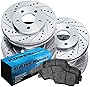 PowerSport Front Rear Brakes and Rotors Kit |Front Rear Brake Pads| Brake Rotors and Pads| Semi Metallic Brake Pads and Rotors |fits 2007-2018 BMW X5, 2011-2019 BMW X6