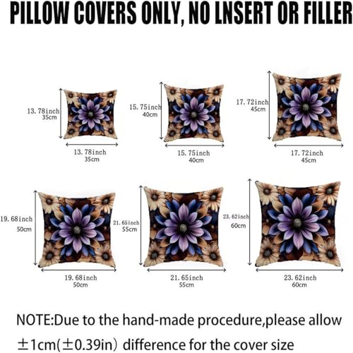 Housse coussin 75x75cm imperméable violet double face lin