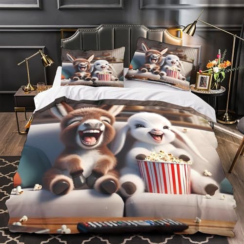 Housse de couette imprimé 3D ludique en microfibre douce avec fermeture éclair - 2