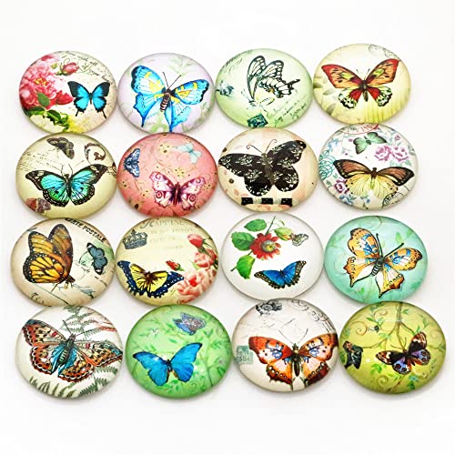 10pcs 25mm 16style Mixed Handmade Glass Cabochons Pattern Domed Jewelry Accessories Supplies - (Color: I7-15)