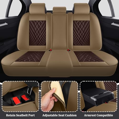 Image of Car Seat Covers Full Set for Kia Telluride 2020-2026, Anti-Slip Full Coverage Car Seat Covers, Waterproof Nappa Leather Car Seat Cover Sets(5 Seats /Brown Coffee)
