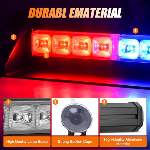 Image of Nilight 8LED Red Blue Traffic Advisor Strobe Light Bar Hazard Safety