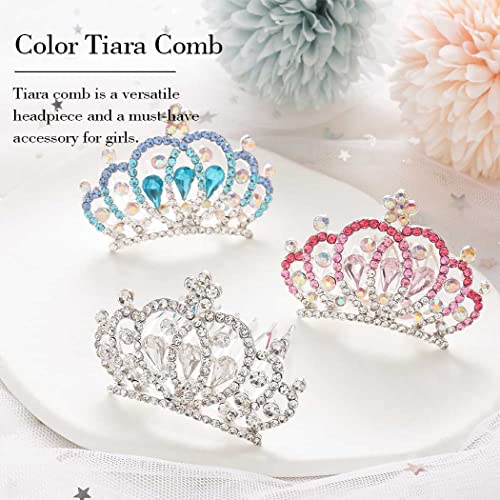 Kilshye Princess Small Tiara Comb Girls Crown Combs Rhinestone Costume Tiaras Hair Accessories For Kids thumb #5