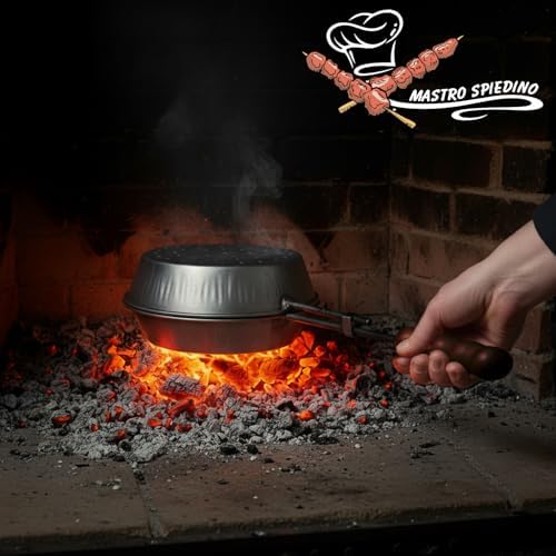 MASTRO SPIEDINO Poêle à châtaignes double perforée - Idéal pour les grillades de châtaignes - Feu à braises et cuisinièr