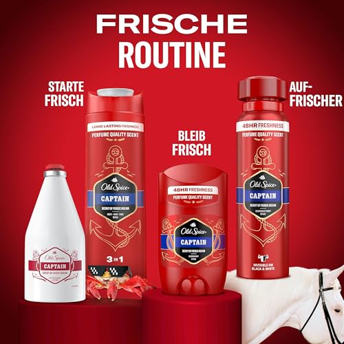 Old Spice Captain After Shave Lotion für Männer, 100ml, Frischekick nach der Rasur, Duft in Parfümqualität, schnelltrocknend, für Gesicht und Hals