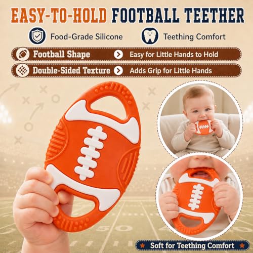 Image of Baby Teething Toys Silicone Baby Football-Themed Teether Over 3 Months | Sensory Chew Toys - Baby Teether for Teething Relief - BPA Free Infant Toys Baby Shower Gifts