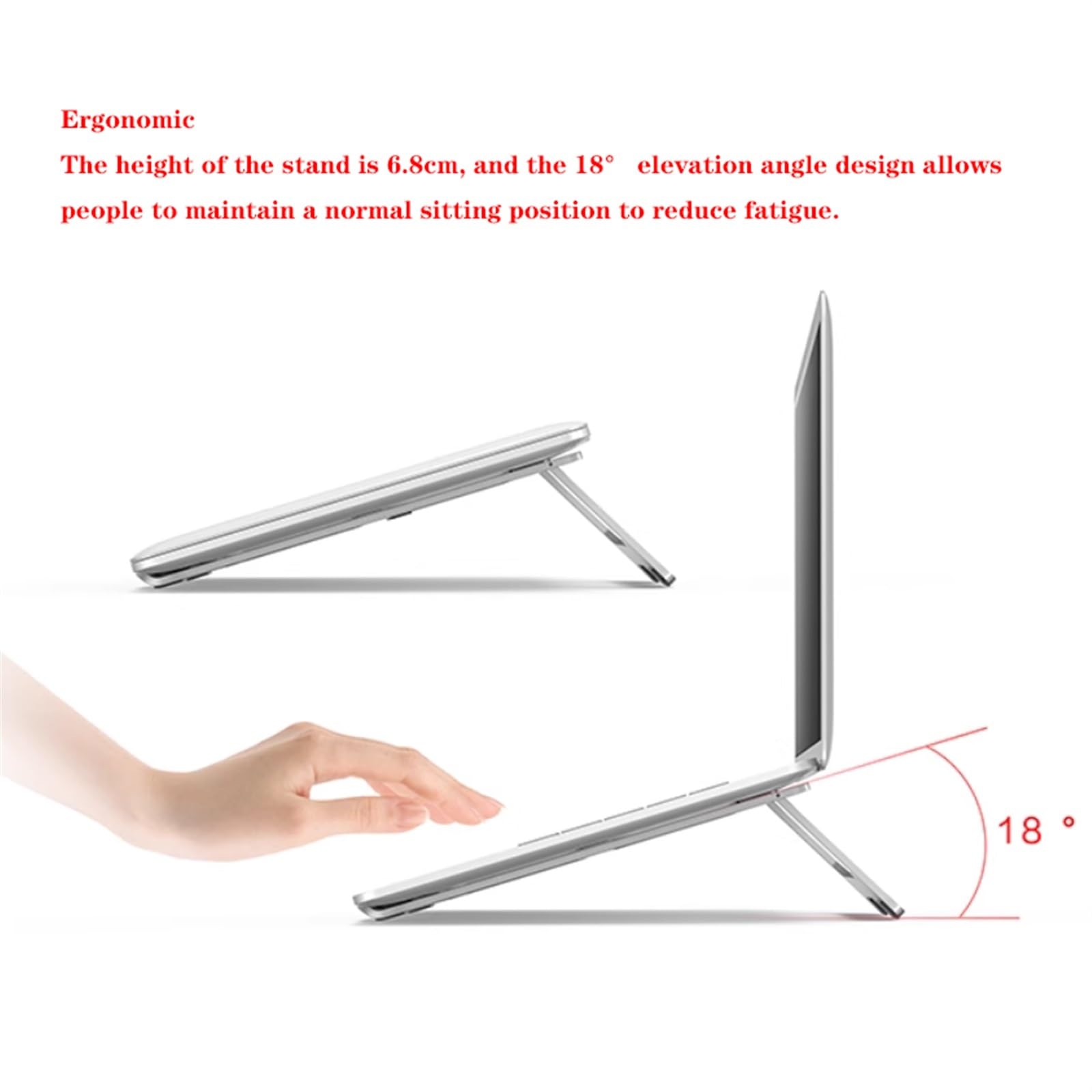 Supporto per computer Supporto for laptop pieghevole for scrivania, supporto ergonomico for laptop, alluminio, raffreddamento ventilato, supporto for notebook, antigraffio, tutti i laptop 15,6 pollici
