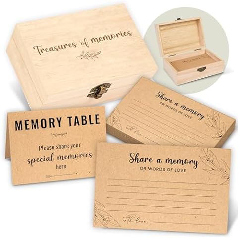 Woodamore Share A Memory Card for Celebration Of Life Ideas - 50 Pcs Funeral Memorial Cards, Favorite Memory Box for Funeral Graduation Wedding, Funeral Keepsake for Celebration Of Life Decorations Cover
