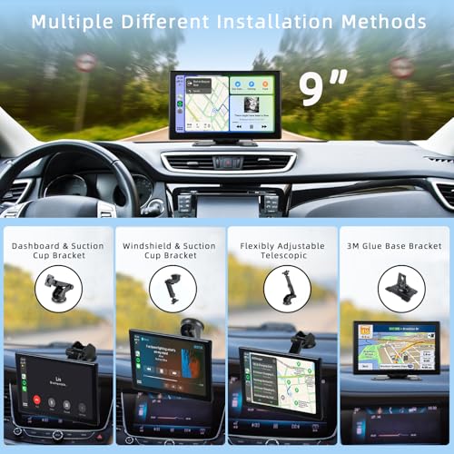 Image of plimpton 2025 Upgraded Wireless Carplay, Android Auto Screen for Car, 9 Inch IPS Touch Screen Car Play Driveplay Multimedia Player with Voice Control, FM, Mirror Link, BT