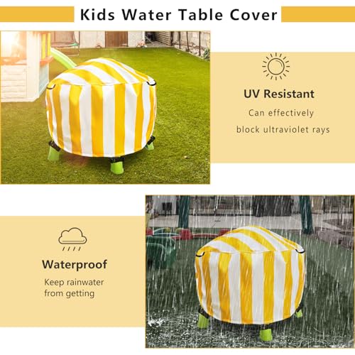 Image of Water Table Cover Spiralin' Seas Waterpark Play Outdoor Sand Water Table Cover 34X34X18 inch-Yellow