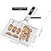 GQC Grillkorb, Tragbarer Grillkorb, Edelstahl Faltbare BBQ Grill Mesh Klemme mit abnehmbarem Griff für Fisch, Steak, Garnelen (33X22cm)