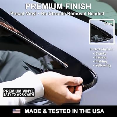 BOGAR TECH DESIGNS for GMC Yukon 2021-2024 Front Chrome Delete Precut Vinyl Overlay Kit, Gloss Black Blackout Trim