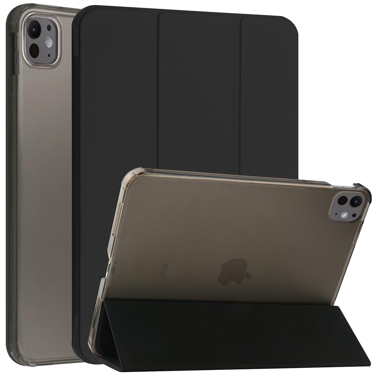 T Tersely Leather PC Hard Case Cover for iPad Pro 11-inch (M4 2024), Slim Stand Hard Back Shell Smart Sleep/Wakeup Cover for iPad Pro 2024 Release (Black)