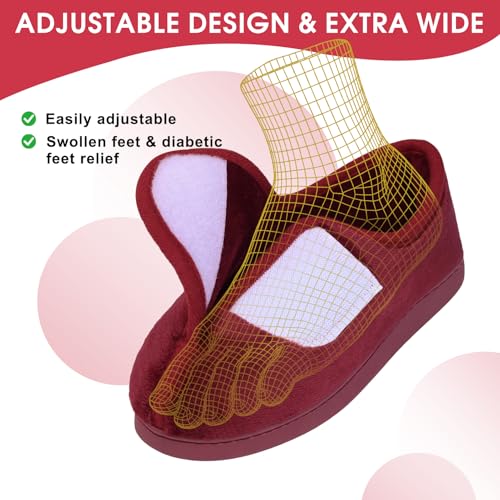 Image of Git-up Women Soft wide Slippers Memory Foam Closed Toed Diabetic Arthritis Edema House Slippers