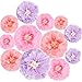 Paper Flowers Decorations,12 Pcs Tissue Paper Flower DIY Crafting for Wedding Backdrop Nursery Wall Baby Shower Decoration,Purple