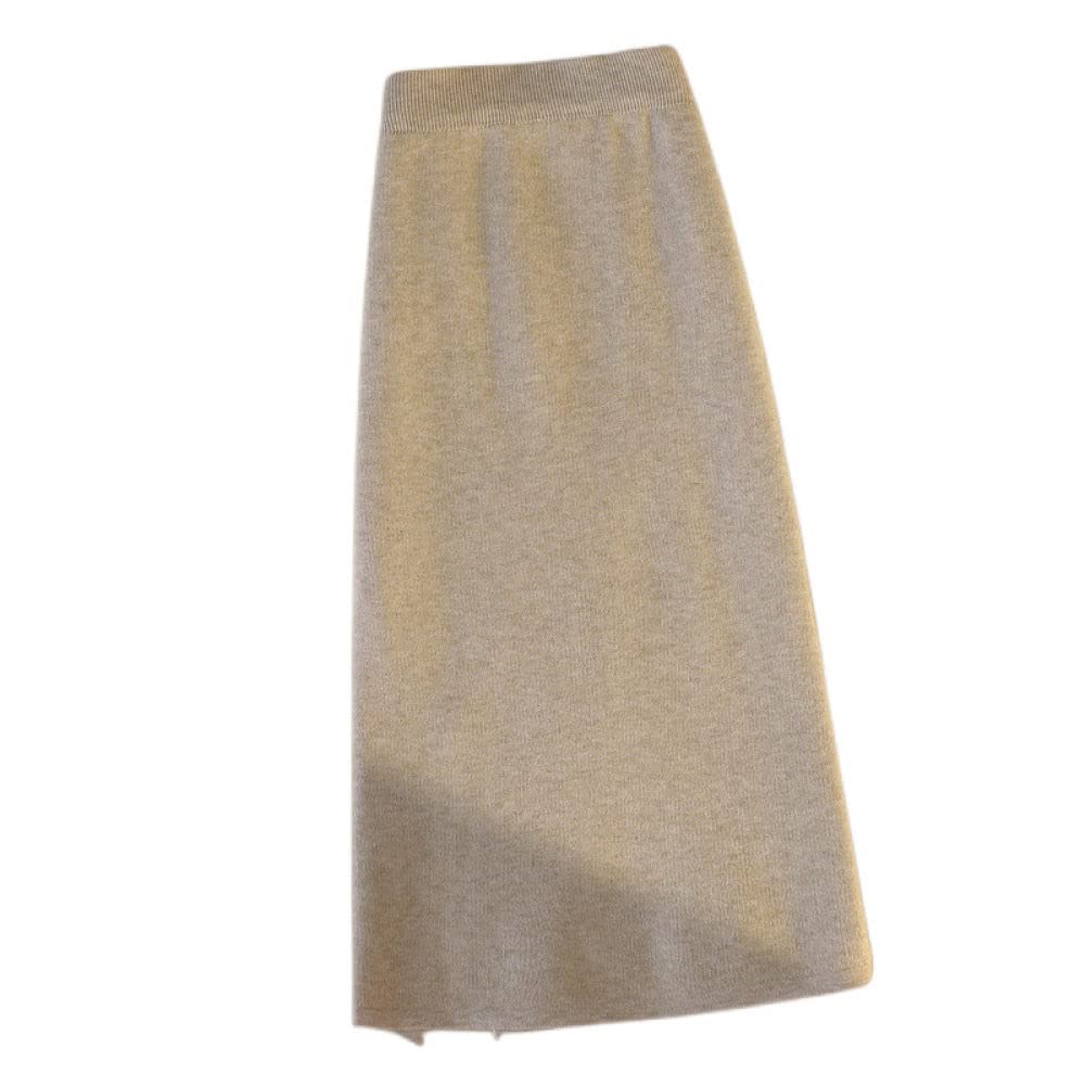 Gonne,Gonna Longuette da Donna Gonna Dritta in Maglia A Vita Alta Elasticizzata Bianca Gonna Dritta con Spacco A Vita Alta in Tinta Unita Gonna Lunga alla Moda per Ragazze Ladies,L