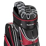 Founders Club Premium Cart Bag with 14 Way Organizer Divider Top (Red and Black)