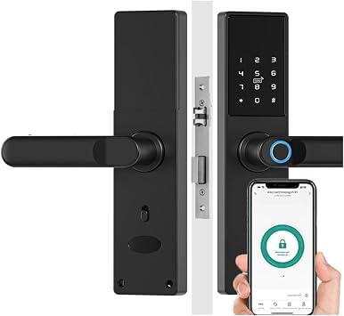 Smart Door Lock Biometric Fingerprint Electronic Door Lock Digital Black Smart Lock Tuya App Unlocking Keyless Lock20x235 5572,SILIVER