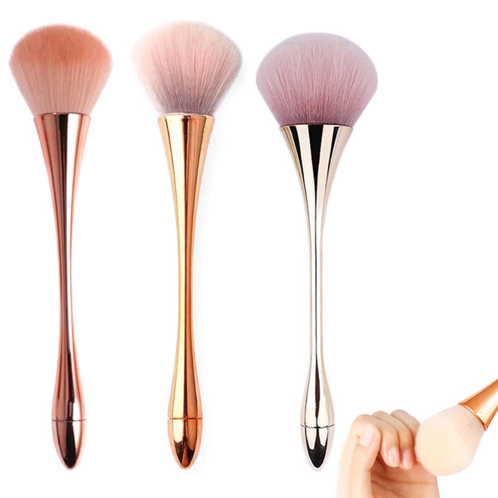 Ainvhh 3Pcs Nail Dust Brush Acrylic Brush Cleaner Nail Brushes for Cleaning Dust Dip Powder Brush Large Makeup Brush Blush Brush Nail Clean Up Brush Manicure Brush