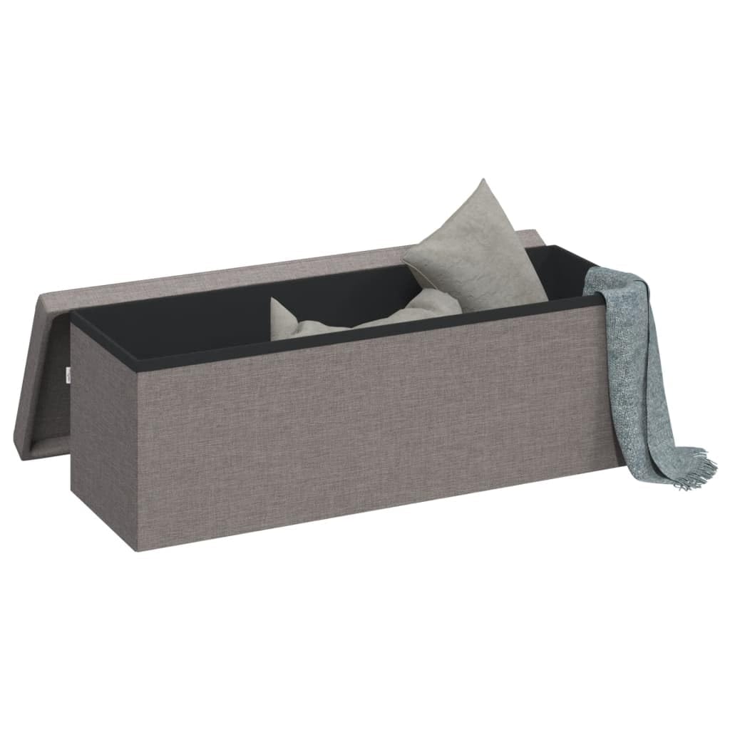 Genérico Banco de almacenaje Plegable de Lino sintético Gris Claro,Mobiliario,Bancos,Bancos para recibidores y almacenamiento-374905