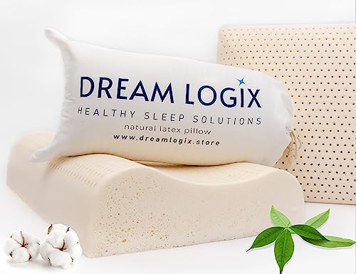 Talalay Contour Natural Latex Pillow Dream Logix – Medium Soft Curved Pillow For Sleeping, Side & Back Sleepers, Natural Cotton Cover, Spine And Cervical Support (Standard Size 24''X16''X4/5’’) #TOP13