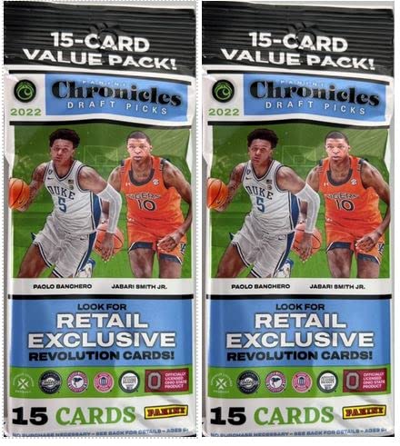 2022 Panini Chronicles Draft Picks Collegiate Basketball Lot of 2 Cello Fat Packs - 15 Cards per Pack - 30 Trading Cards Total