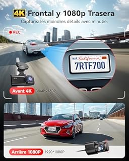 REDTIGER 4K Dashcam Voiture Avant Arriere, STARVIS 2 Sensor with 64GB Card,4K/2.5K+1080P Dual Camera Voiture Built-in WiFi,GPS, 3.18" IPS, 170° Wide-Angle,24/7 Parking Surveillance, Loop Recording,WDR
