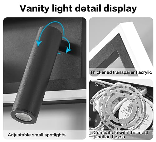 Image of SOLFART Vanity Lights for Bathroom 32 Inch Dimmable Matte Black Led Lights for Bathroom 3 Colors Wall Light