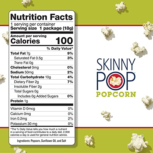 Skinnypop Original Popcorn, Skinny Pack, Gluten Free, Non-Gmo, Healthy Popcorn Snacks, Easter Snacks, Skinny Pop, 0.65 Oz Individual Snack Size Bags, 10 Packs (6 Bags Per Pack) #TOP2