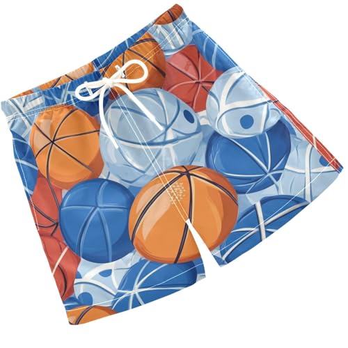 Pigsaly Boys Swim Trunks Blue Sports Balls Basketball Boys Board Shorts Swimsuit Swimwear Summer Bathing Suit 2T