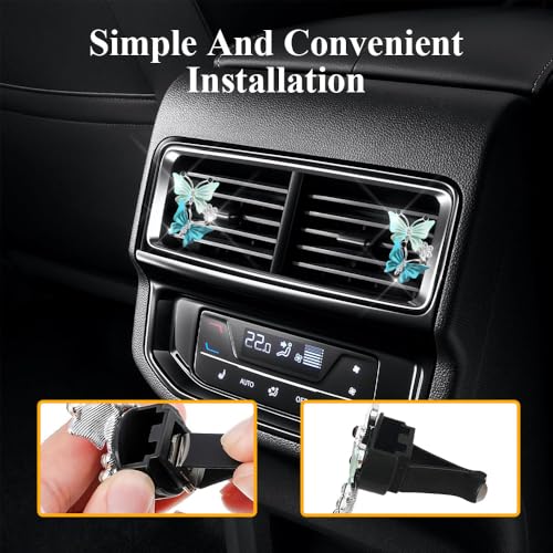 Image of 2PCS Car Air Fresheners Vent Clips, Butterfly Car Accessories, Sparkly Bling Dual Butterfly Auto Air Vent Clips, Automotive Cute Air Conditioning Outlet Decoration Universal for Women Girl