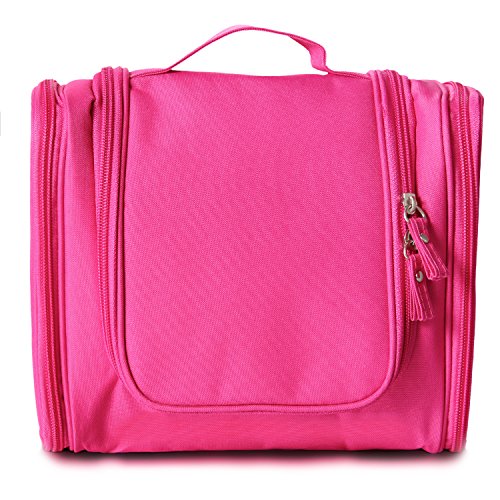 Preisvergleich Produktbild Kulturbeutel zum Aufhängen Frauen Mann Kosmetiktasche Kulturtasche Groß Waschtasche Beauty Case Toilettenartikel Reise mit Vielen Fächern, Rot