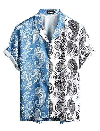VATPAVE Mens Relaxed Fit Floral Printed Shirts Short Sleeve Button Down Hawaiian Shirts 4X-Large Blue