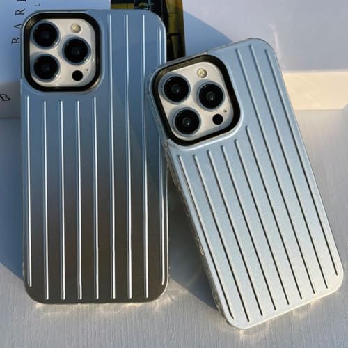 Coque iPhone 15 Plus à rayures bleu argent pour vos déplacements
