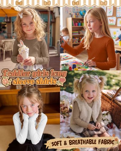 Image of 3 Pack Toddler Girls Cute Long Sleeve Cotton Shirts
