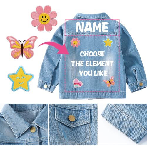 Personalized Kids Denim Jacket with Names, Custom Jean Jackets, 1-14st Boys&Girls Birthday Gifts3