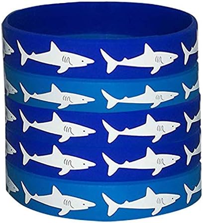 CupaPlay 48 pulseras de goma para recuerdos de fiesta de tiburón, suministros de fiesta de cumpleaños de tiburón bajo el mar, rellenos de bolsas de