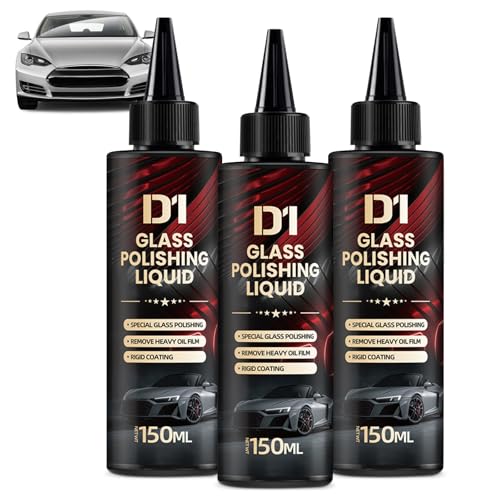 Jwtolp D1 Glass Polishing Liquid, 3Pcs Glass Polishing Compound Car Compound Windshield Oil Film Remover for Anti-Fog Hydrophobic Coating, Scratches, Swirls, Wiper Marks