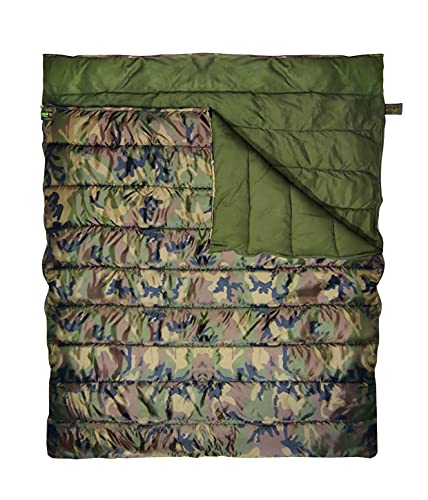 Image of Army Couple 2 in 1 Sleeping Bag! Temperature -2 to 15 Degree Celsius ! Weight 4.8 Kg! Warm and Comfortable Sleeping Bag Great for Camping or Hunting! Perfect for a Family Campout!