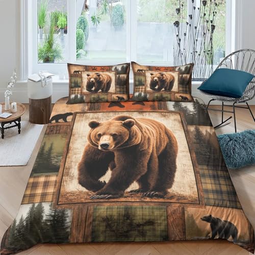 Housse de couette ours anti-acarien parure douce lit simple avec zip - 4