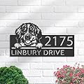 Personalized Bernese Mountain Dog Family Address Sign, Kennel Sign, Dog House Decor, Door Plate, Custom House Number Sign, Hanging Sign/Yard Stakes for Garden/Lawn/Patio