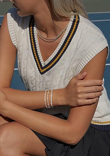 image for DEARMAY Dainty Silver Bracelets for Women Trendy, 925 Sterling Silver 