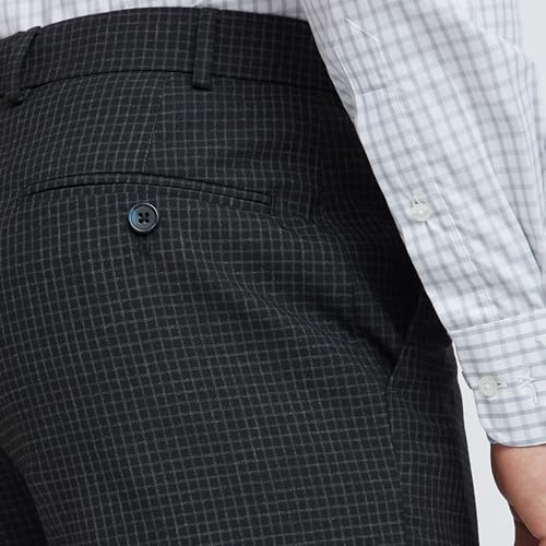 Image of Park Avenue Men Regular Fit Checks Pattern Poly Viscose Blend Flat Front Formal Trouser