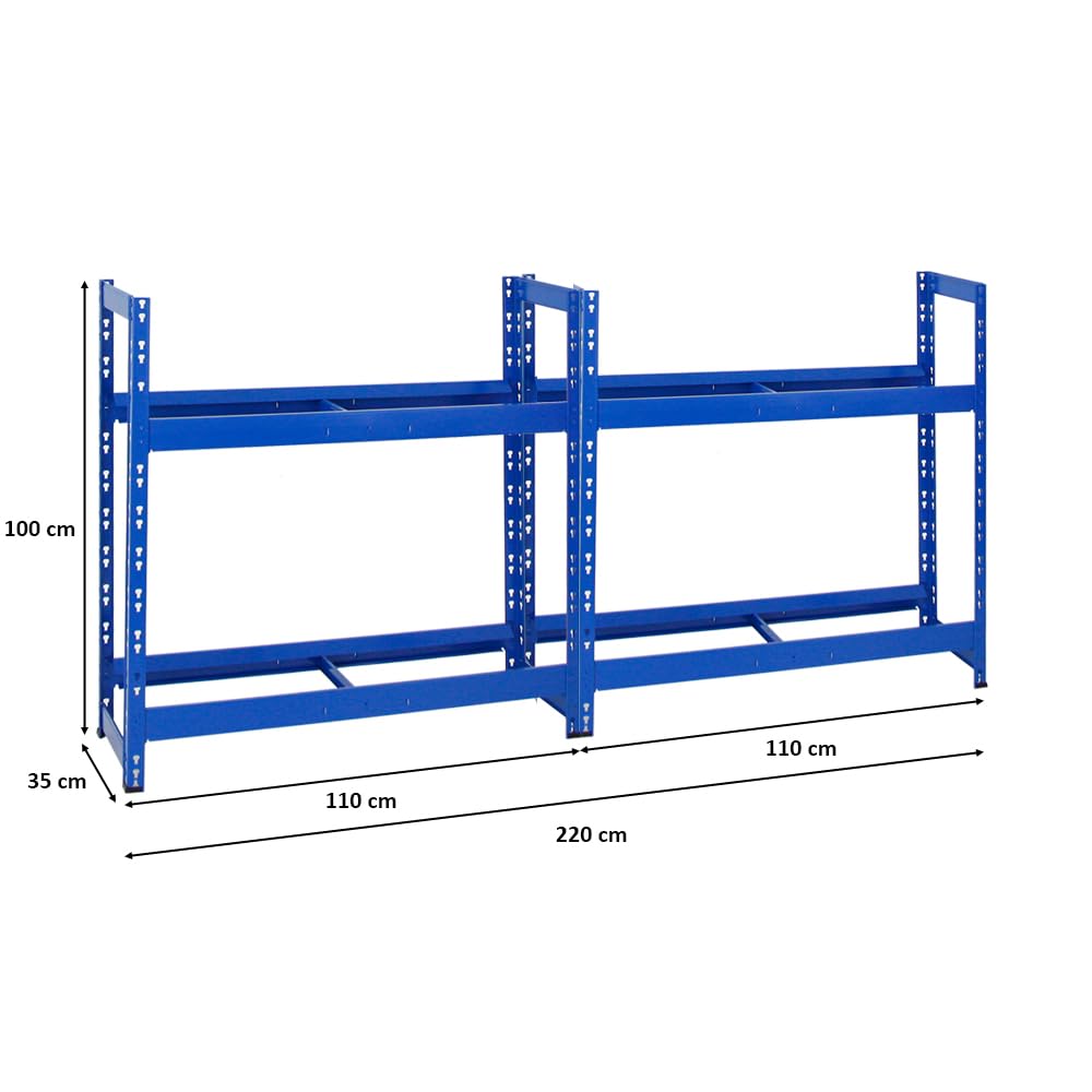 PROREGAL Mega Deal | 2X Reifenregal Tiger | HxBxT 100x110x35 cm | 150kg Fachlast | bis zu 16 Reifen | mit Ebenen | Blau