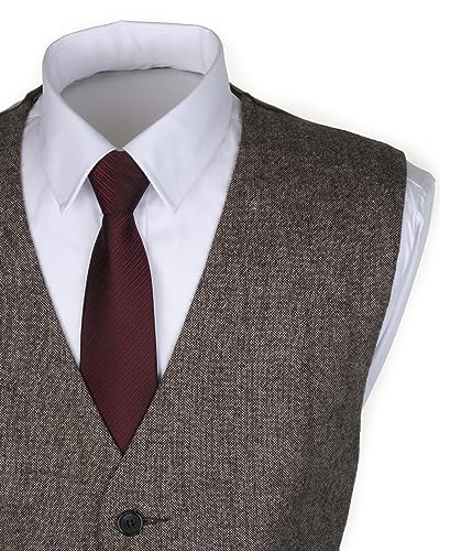 Ruth&Boaz 2Pockets 5Buttons Wool Herringbone Tweed Business Suit Vest3