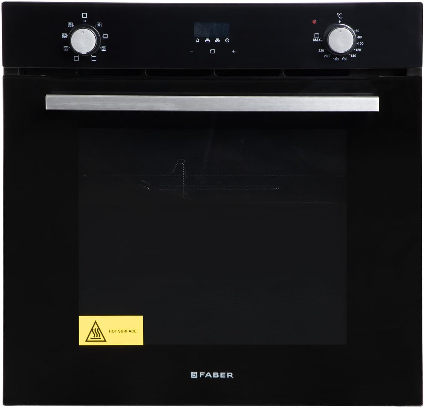 Faber 80L Black Finish Built-In Oven || Push/Pull Knob Control with Digital Display || 8 Cooking Functions with Rotisserie, Grill Rack, Universal Pan|| FBIO 80L 8F BK with 1 Yr Comprehensive Warranty