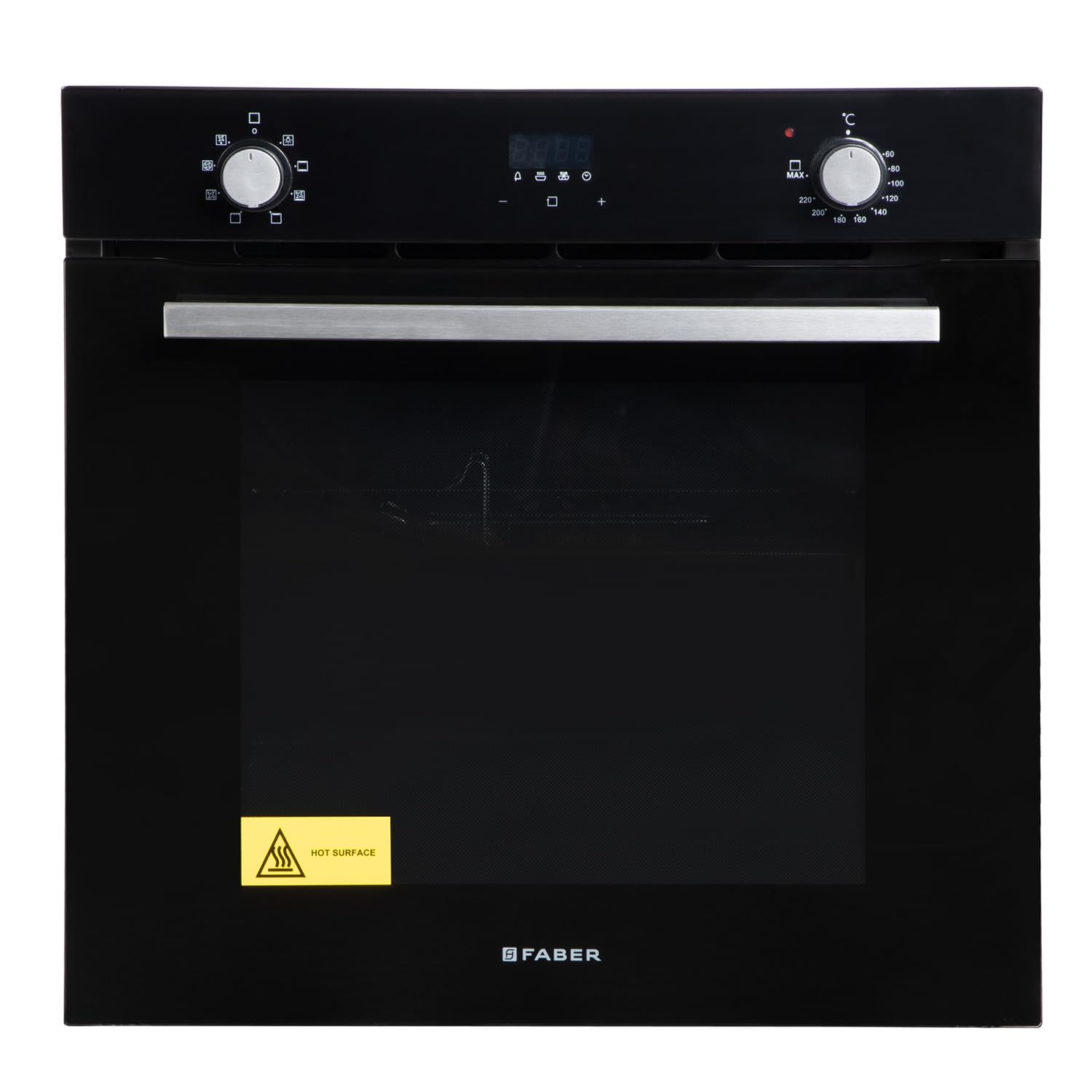 Faber 80L Black Finish Built-In Oven || Push/Pull Knob Control with Digital Display || 8 Cooking Functions with Rotisserie, Grill Rack, Universal Pan|| FBIO 80L 8F BK with 1 Yr Comprehensive Warranty