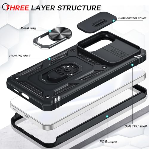 LeYi for Samsung Galaxy S25-FE Case: Magnetic Stand Military-Grade Black - image 4